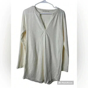 Peruvian Connection Cream Long Sleeve Tunic Top